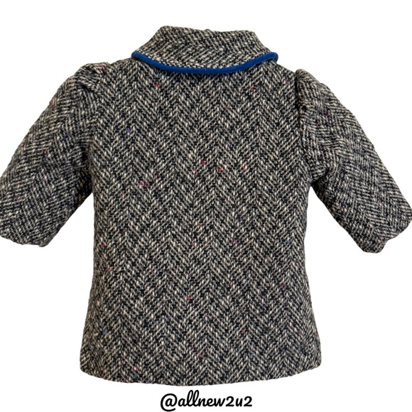 Doren Girl Vintage Coat Toddler Tweed Coat with Blue Velvet Accents Size 3 HP! - Picture 5 of 15
